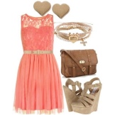 Accessories for peach flared dress