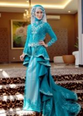 Turkoois islamitische trouwjurk