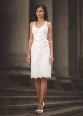 فستان زفاف طول متوسط ​​مستقيم