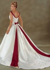 Rochie de mireasa albă și roșie cu tren de nuntă Bonny