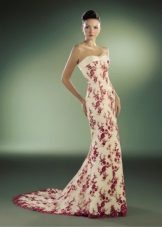 Mermaid rochie de mireasa cu flori rosii