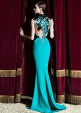 Avond turquoise zeemeermin jurk