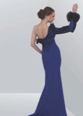 Blue evening dress with an open back