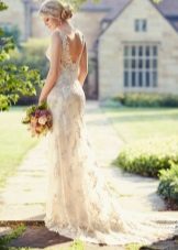 Düğün düz dantel elbise