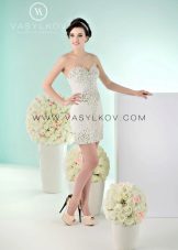 Gaun pengantin pendek dari Vasilkova dengan rhinestones