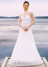 Vestido de noiva de malha de crochê