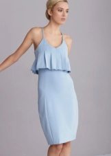 Blue dress with basque midi length