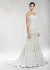 A-line Wedding Dress Pinalamutian ng mga perlas