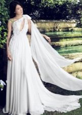 Egy-váll A-Silhouette esküvői ruha
