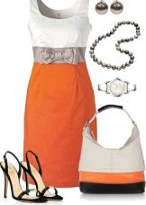 Oranje jurk met wit