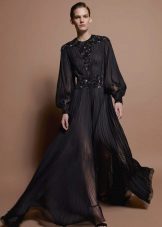 שמלה שחורה שקופה עשויה משיפון