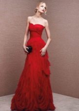 Şifon dan La Sposa'dan kırmızı elbise