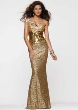 Suknelė su viena aukso spalva