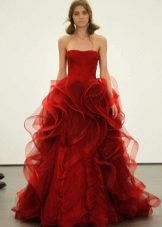 فستان فيرا وونج أورجانزا باللون الأحمر