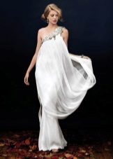 Hvid græsk silke kjole