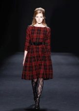 Checked a-silhouette dress