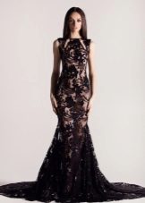 Černé Mermaid krajkové šaty