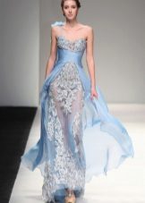 Blue translucent lace dress