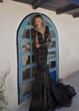 Černé Mermaid krajkové šaty