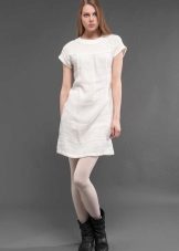 Hvid kort linned kjole