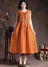 Narancssárga hosszú vászon ruha
