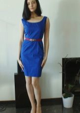 Blue dress na may mga strap