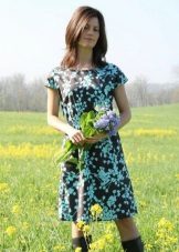 Zımbalı orta çiçek elbise