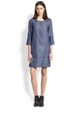Casual dress straight silhouette with a round neck