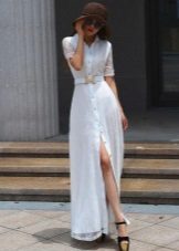 Μακρύ λευκό φόρεμα πουκάμισο