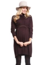 Strikket brun maternity kjole