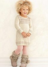 Megztos žiemos suknelės megztinis mažai mergaitei