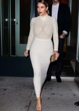 Dlouhá bílá tužková sukně s vysokým pasem