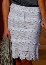Straight white crocheted skirt