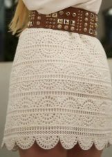 Straight beige crochet skirt