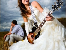 Vestido de noiva branco no estilo de rock
