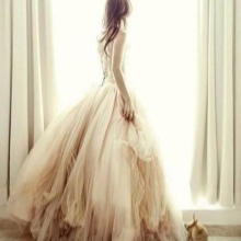 Puikus šifono Ivory vestuvių suknelė