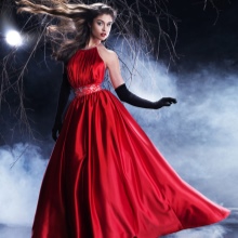 A-Silhouette Red Evening Dress 50