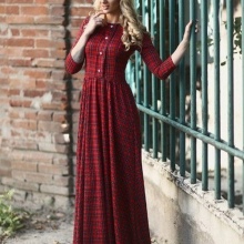 Long red and black checked dress