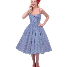 Raidallinen pörröinen mekko 50-luvun tyyliin