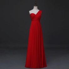 Empire lang rød plissert kjole