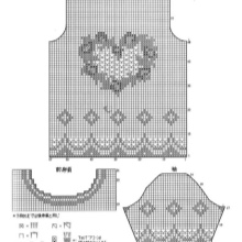 Schema met een filetpatroon boven aan de jurk van tule
