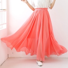 coral chiffon skirt