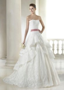 Bruiloft lange jurk kant A-silhouet