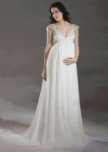 Svatební jednoduché šaty Empírový styl pro těhotné ženy
