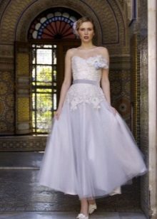 Midi lila svatební šaty