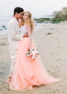 Bask ile şeftali plaj elbisesi