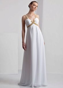 Gaun pengantin dengan draping pada korset