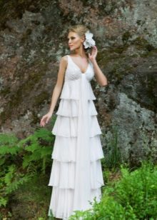 Vestido de casamento rústico com saia em cascata