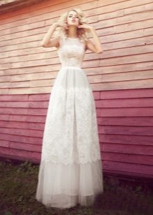 Vestido de noiva de renda em estilo retro