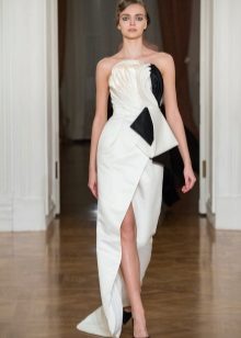 White evening dress with black accents